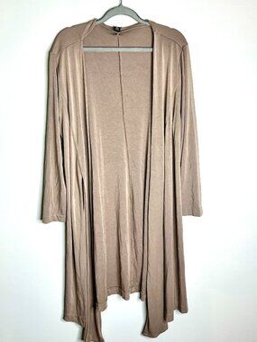 Black Label Chico's Taupe Oversized Waterfall Boho Flowy Open Front Cardigan XL